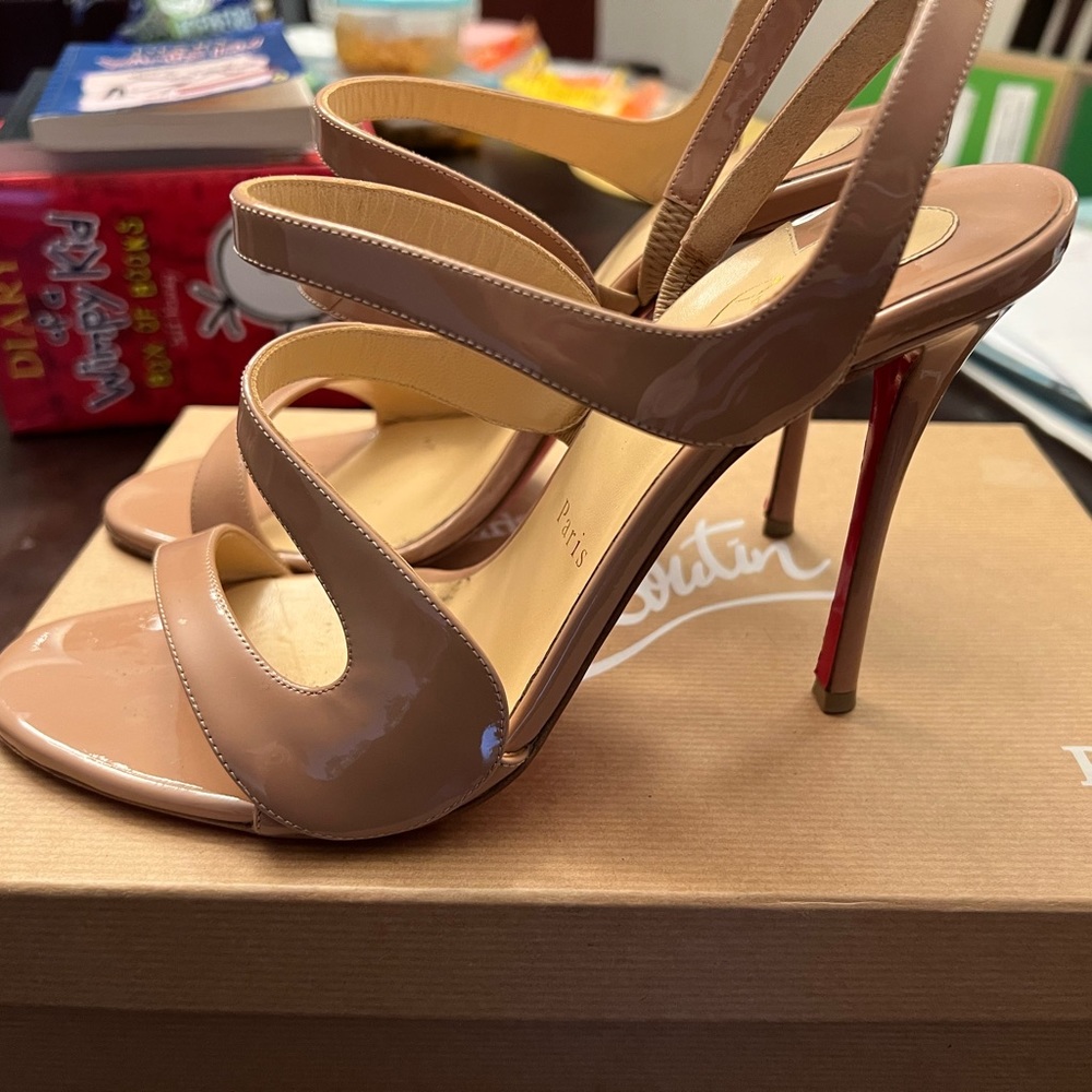 Christian louboutin vavazou heel nude patent size 40 100 heel height